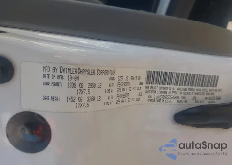 2005 Jeep Grand Cherokee Laredo z USA, uszkodzony, nr VIN 1J4HS48N35C525090